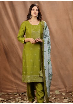 Mahendi Silk Designer Suit 